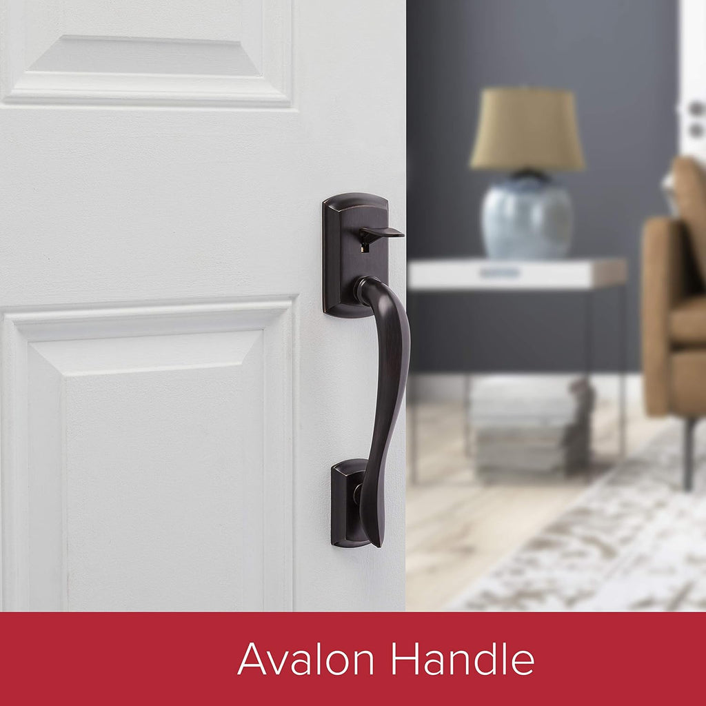 Kwikset Avalon Front Door Handle No Lock, Entry Handleset Exterior with Interior Reversible Handed Lever, Non-Locking, Venetian Bronze, Deadbolt Not Included, with Microban Protection (Pack of 2)