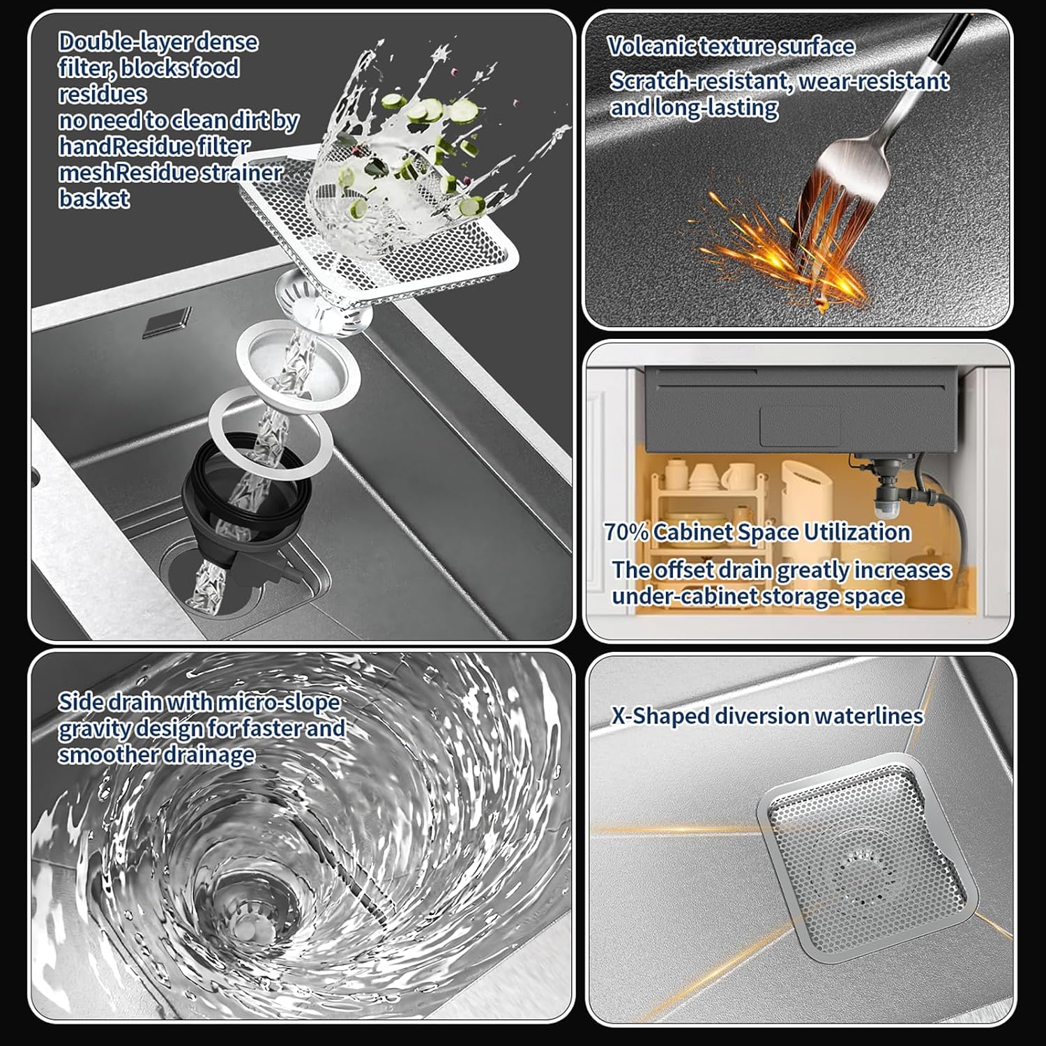 33 x 22 inch Waterfall Smart Kitchen Sink Workstation Topmount 16 Gauge Stainless Steel Kitchen Sink, Single Bowl Multifunctional Sinks with Soap Dispenser Waterfall Faucet Combo Set with Cup Washer