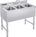 DuraSteel 3 Compartment Sink Commercial Kitchen Sink - NSF Stainless Steel Triple Three Bay Utility with CEC No Lead Faucet - No Drainboard Restaurant Bar Small Garage Slop Prep Food Truck Large