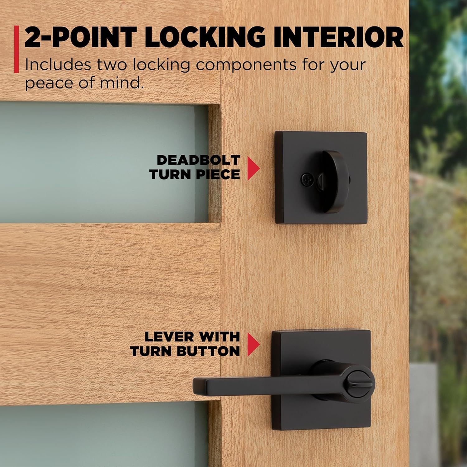 Kwikset Peralta Front Door Lock Handle and Deadbolt Set, Entry Handleset Exterior with Interior Reversible Lever, Matte Black, Pick Resistant SmartKey Rekey Deadbolt Security