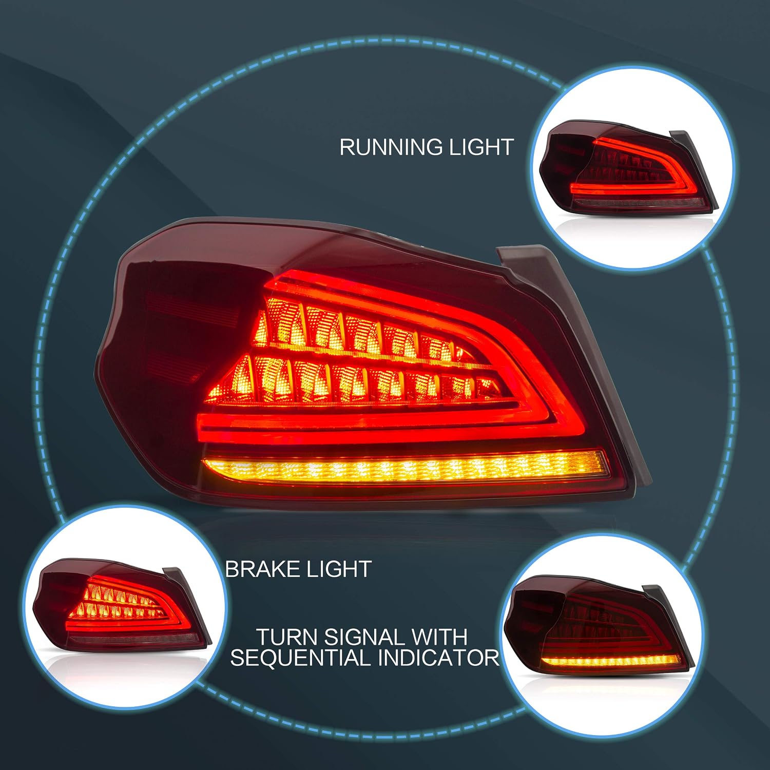 VLAND Headlights and Taillights Fit for 2015-2021 SUBARU WRX/STI 1st Gen, Clear/Red