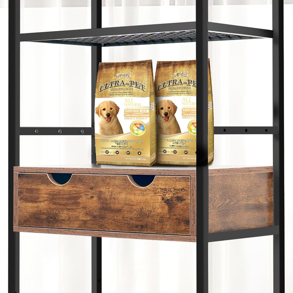 Dog Feeding Station, 3 Height Adjustable Raised Dog Bowls, Dog Feeder Station for Large Medium Dogs Cats, Dog Storage with Shelves