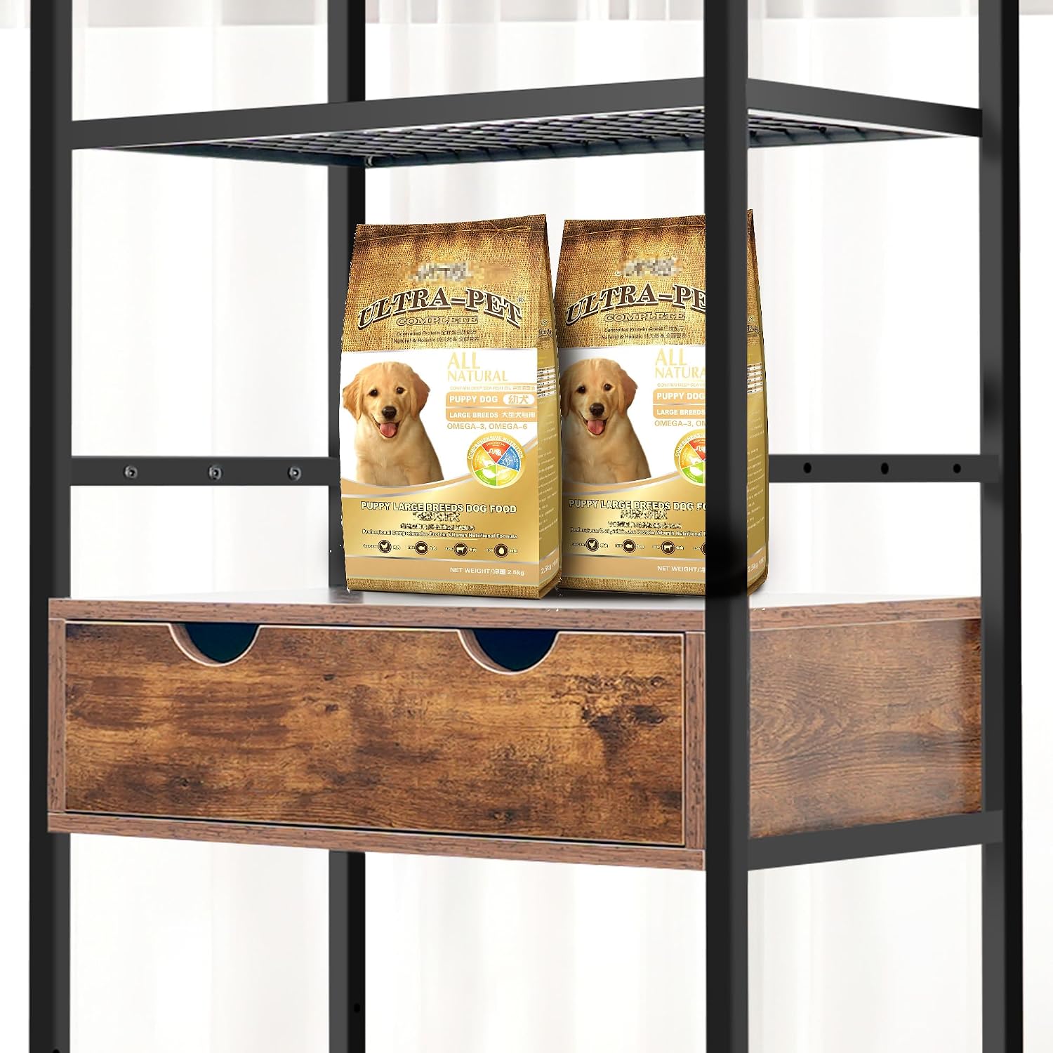 Dog Feeding Station, 3 Height Adjustable Raised Dog Bowls, Dog Feeder Station for Large Medium Dogs Cats, Dog Storage with Shelves