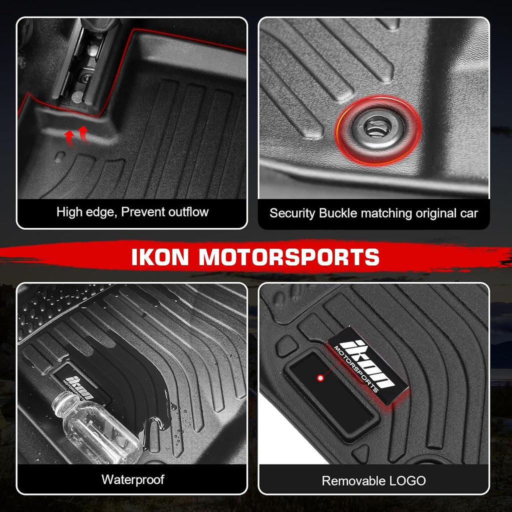 IKON MOTORSPORTS 3D TPE Floor Mats, Compatible with 2024-2025 Porsche Panamera 4, All Weather Waterproof Non-Slip Floor Liners, Front & 2nd Row Full Set Car Interior Accessories, Black 4PCS