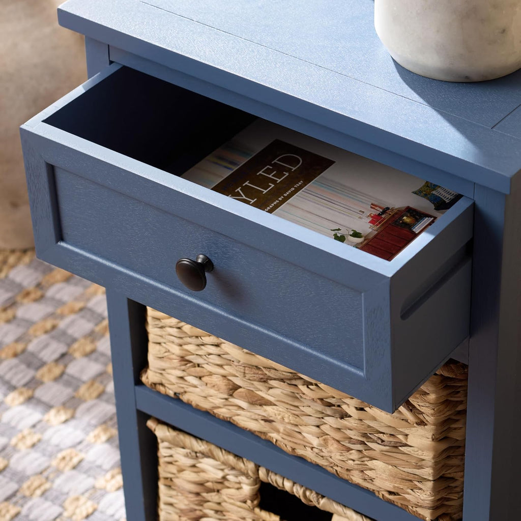 SAFAVIEH Furniture - Carrie 3-Shelf Side Table - Blue - Solid Wood - Farmhouse Tiered Design - Ideal for Living Room, Entryway, Home Office, 16' W x 13' D x 26' H - Fully Assembled (AMH5700K)