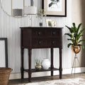 Knocbel Slim Antique Entry Console Table with Drawers & Bottom Open Shelf, Solid Wood Sofa Couch Table for Entryway Hallway Living Room (Espresso)