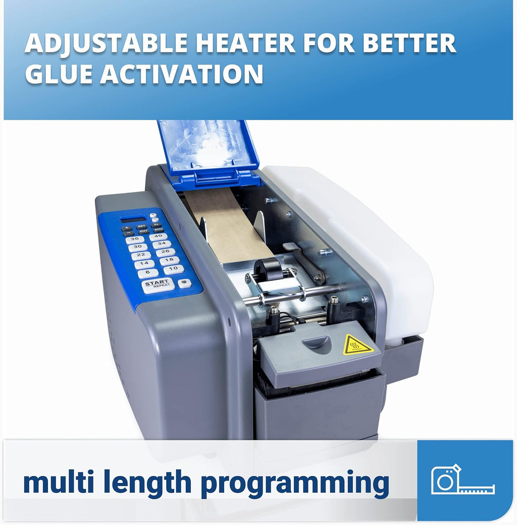 IDL Packaging Electronic Kraft Tape Dispenser for Water-Activated Kraft Gummed Tape with Adjustable Length & Width - Automatic One-Touch Moistening for Secure Box Packing - Secure Carton Sealing