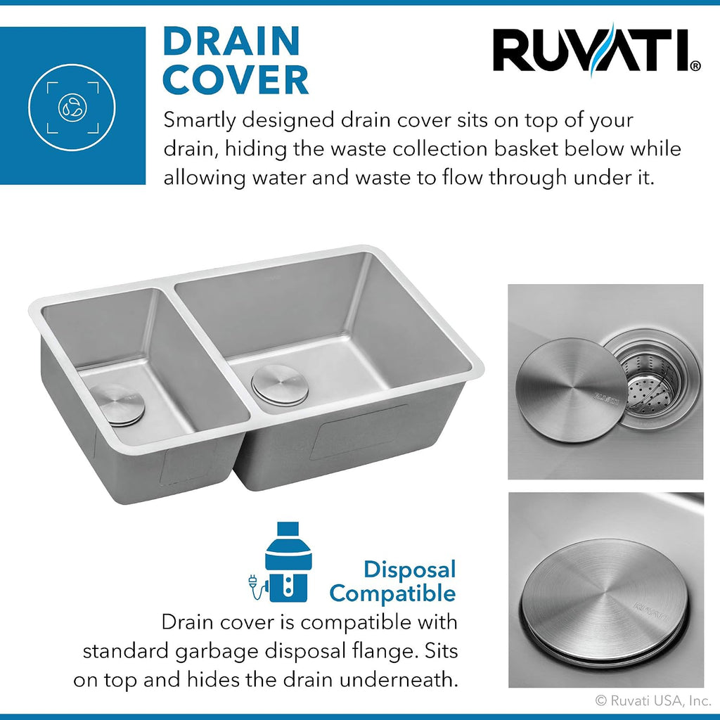 Ruvati 32-inch Undermount Kitchen Sink - 30/70 Double Bowl Kitchen sink - 16 Gauge Stainless Steel Kitchen Sinks with Brushed Finish hides scratches, Easy-to-Clean Undermount Sink - RVM5307