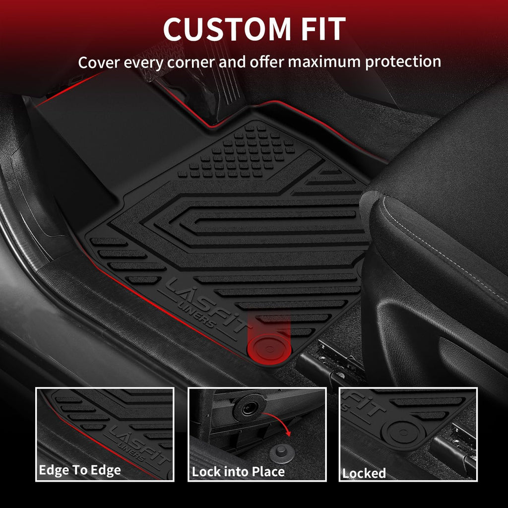 LASFIT Floor Mats & Backrest Mats & Trunk Mat for Mazda CX50 2023-2026 (Not for Hybrid) All Weather TPE Custom Fit Floor Liners Car Mats Accessories, 1st & 2nd Row & Seatback & Cargo Mats, Black