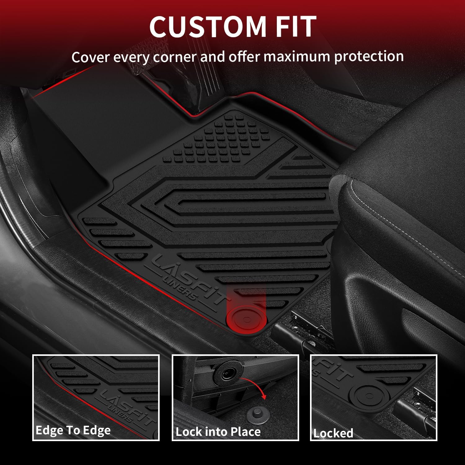 LASFIT Floor Mats & Backrest Mats & Trunk Mat for Mazda CX50 2023-2026 (Not for Hybrid) All Weather TPE Custom Fit Floor Liners Car Mats Accessories, 1st & 2nd Row & Seatback & Cargo Mats, Black