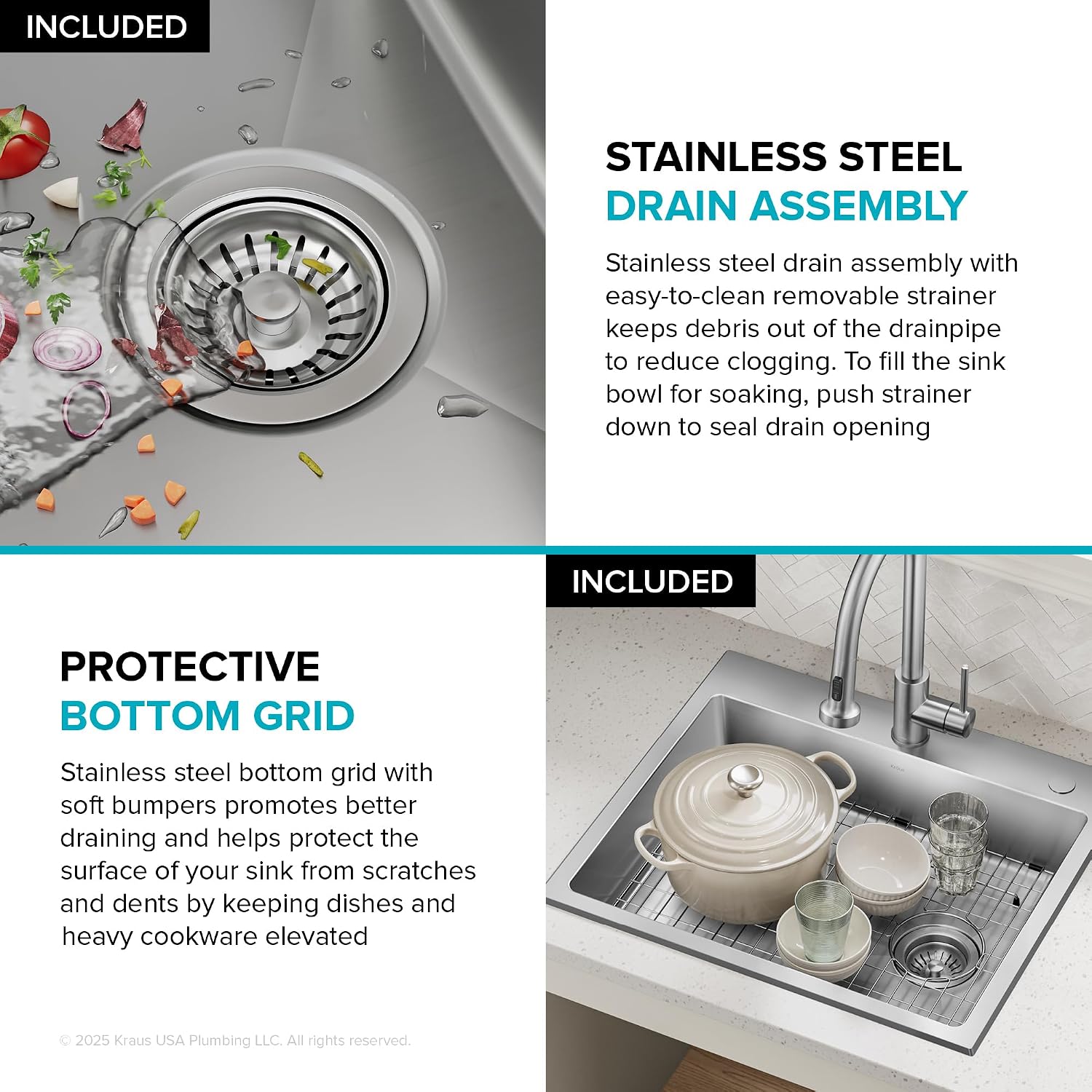 KRAUS Fairlane 25-inch ADA Compliant Drop In/Top Mount Single Bowl 18-Gauge Stainless Steel Kitchen Sink, KHT641-25-5.5