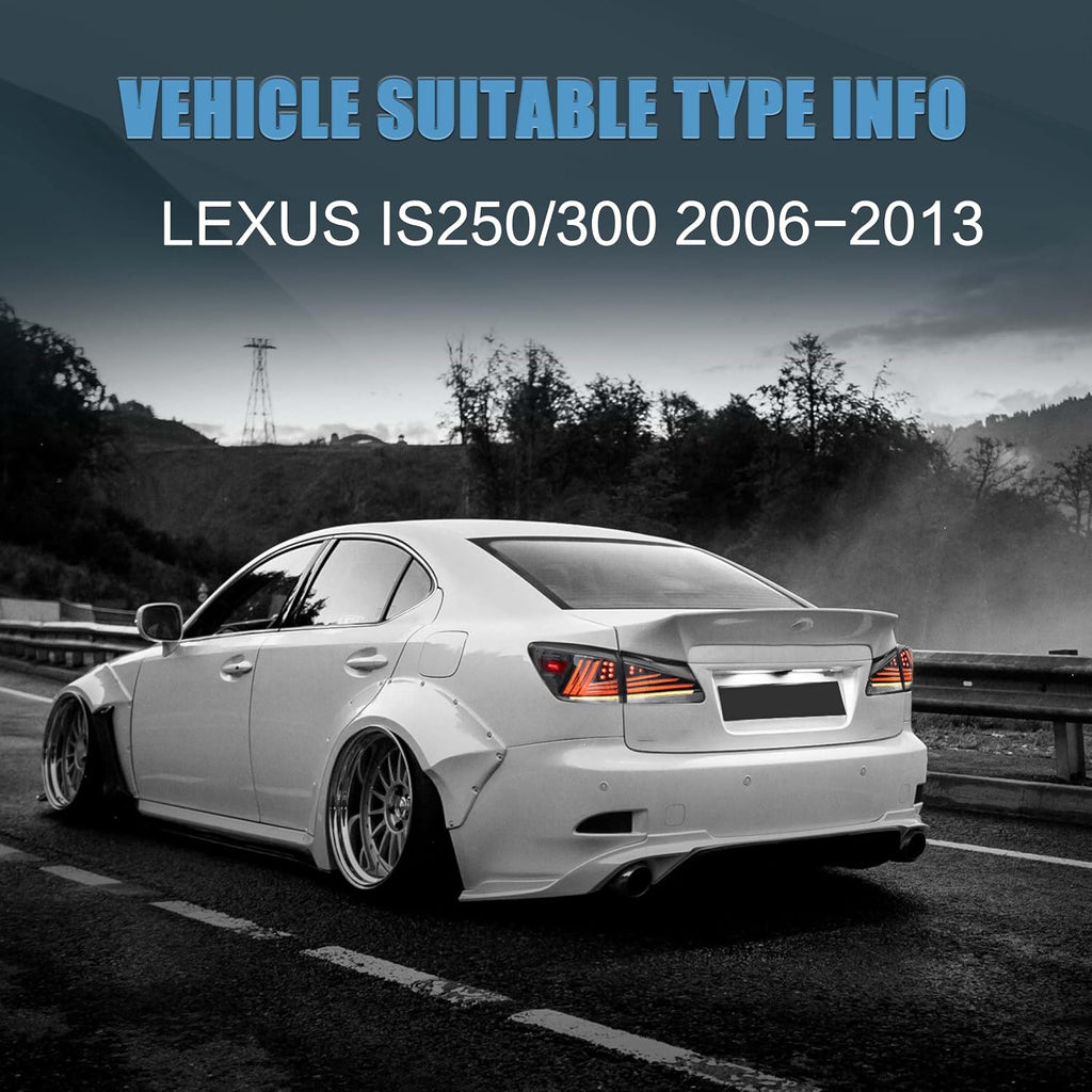 VLAND Headlights and Tail lights Fit for Lexus IS250 IS350 IS22d 2006-2012, ISF 2008-2014 4-Door, Amber+ Smoked