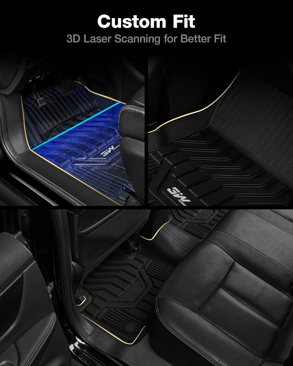 3W 2014-2020 Nissan Rogue Floor Mats Custom Fit for Nissan Rogue Accessories TPE All Weather Floor Liner, 1st and 2nd Row Car Mats (NOT for Rouge Sports and Select Models)