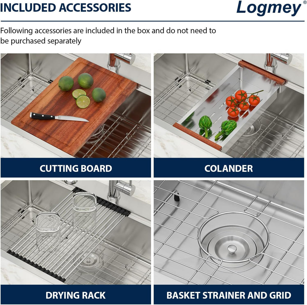 25x22 Drop in Kitchen Sink 25x22x9 Inch Workstation Stainless Steel Sinks 16 Gauge Topmount Single Bowl Kitchen Bar Sink Bowl