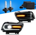 VLAND LED Headlights + D2H Xenon Bulbs Compatible with Dodge Charger 2011-2014 (Not Fit 2012 Charger SE) w/Sequential Passenger+ Driver Sides+Bulbs Kit