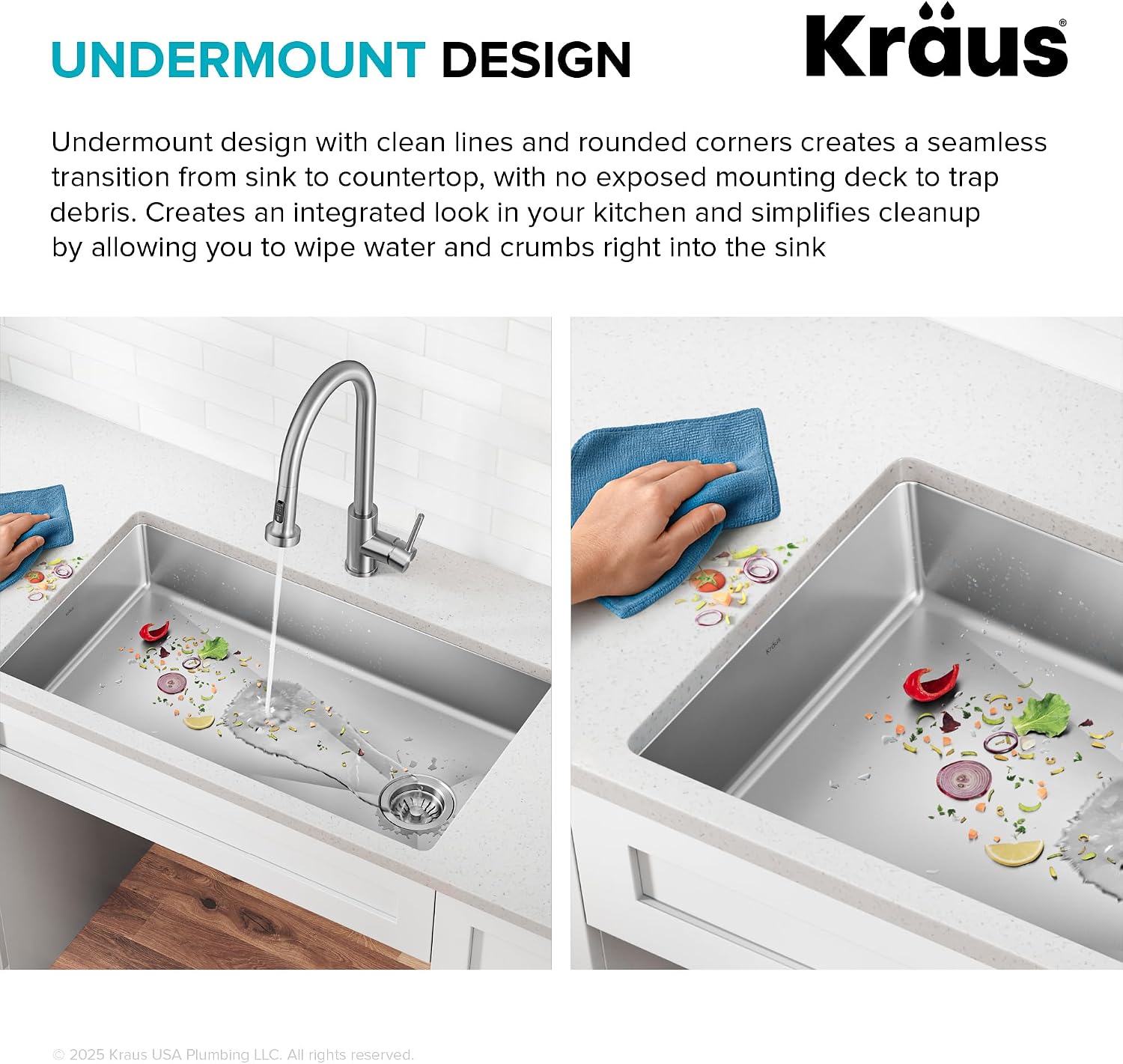 KRAUS Fairlane 33-inch ADA Compliant Undermount Single Bowl 18-Gauge Stainless Steel Kitchen Sink, KHU640-33-5.5
