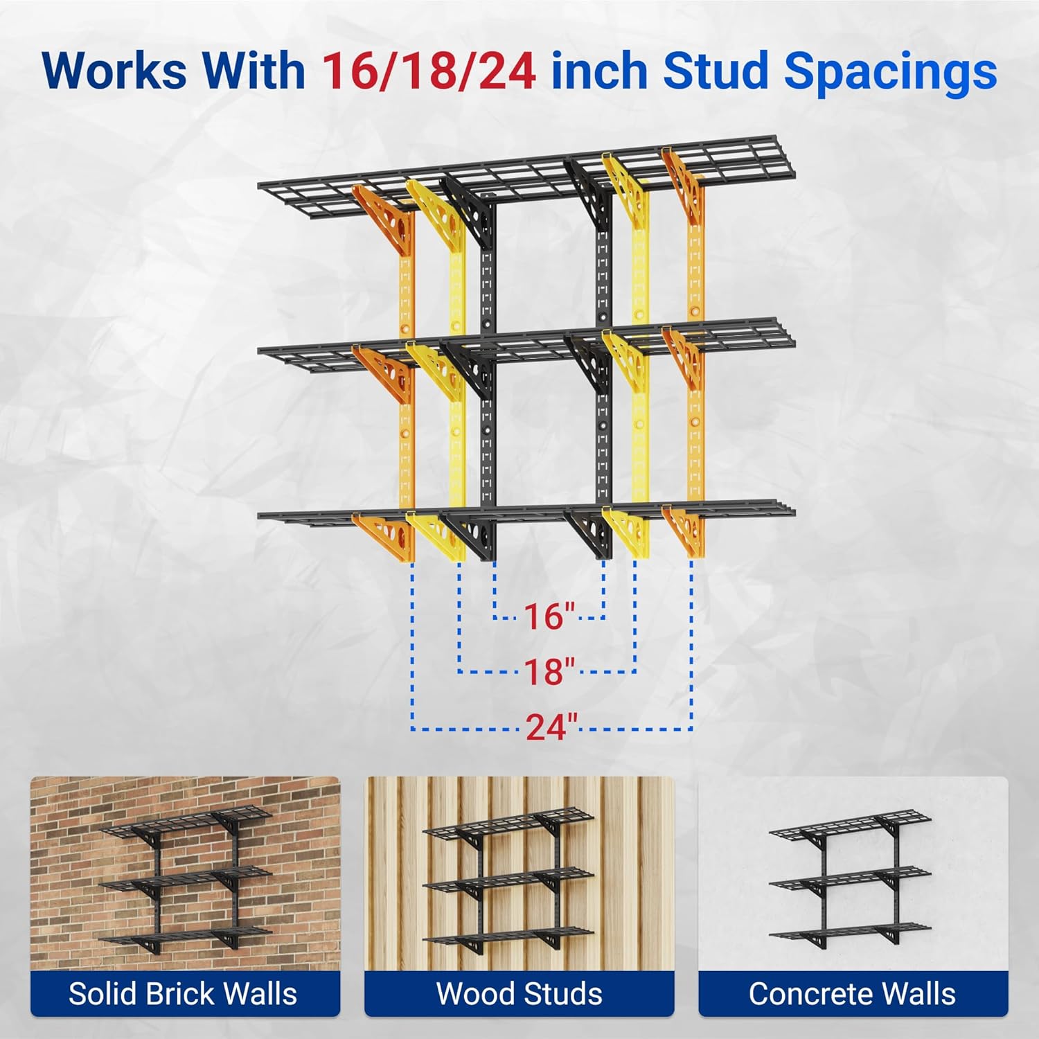 FLEXIMOUNTS 2 Pack 3-Tier 1x4ft Garage Storage Wall Shelving, 12x48inch per Shelf Height Adjustable Floating Shelves, Heavy Duty Wall Mounted Shelve, 1200lbs Weight Capacity, Black, Classic Series