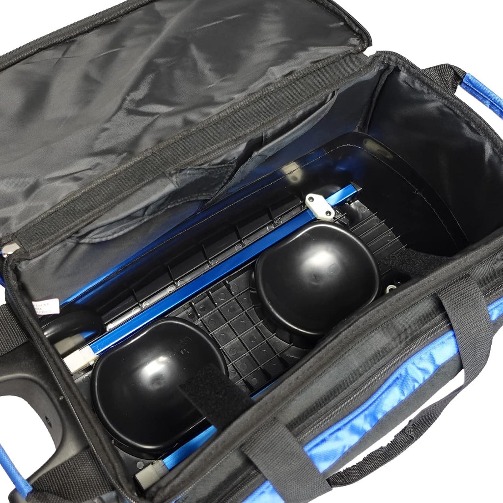 ELITE Deluxe 2 Ball Bowling Bag with 5' Smooth Wheels - Large Accessory Pocket, Shoe Compartment, 36' Extendable Handle