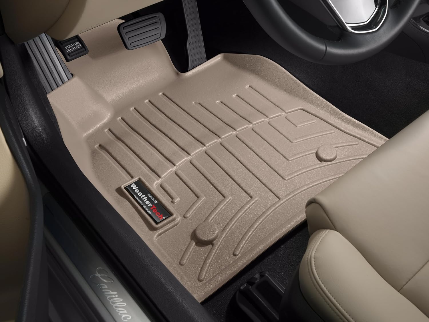 WeatherTech Custom Fit FloorLiners for Cadillac ATS, CTS, CTS - 1st Row (454971), Tan