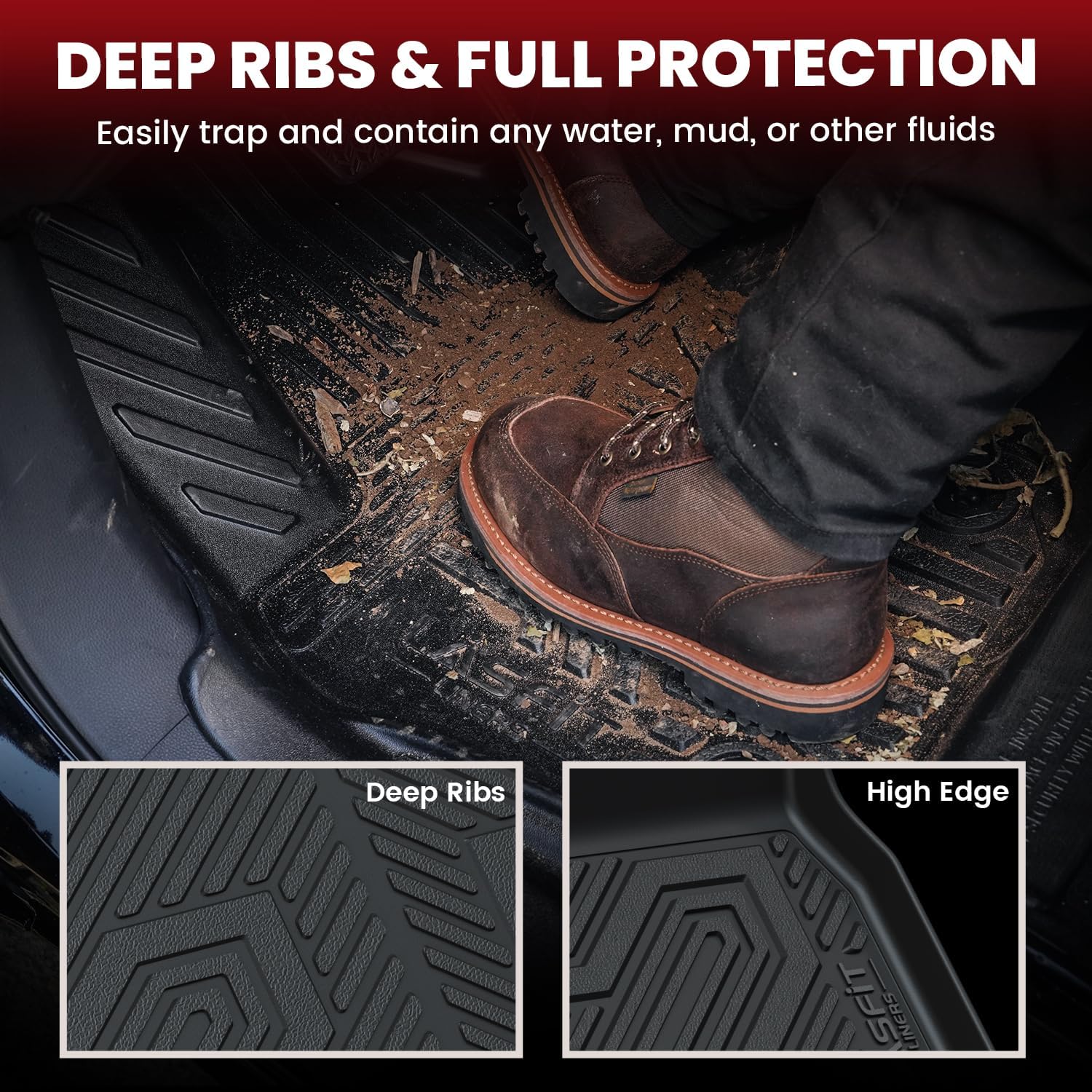 LASFIT Floor Mats & Backrest Mats & Trunk Mat for Mazda CX50 2023-2026 (Not for Hybrid) All Weather TPE Custom Fit Floor Liners Car Mats Accessories, 1st & 2nd Row & Seatback & Cargo Mats, Black