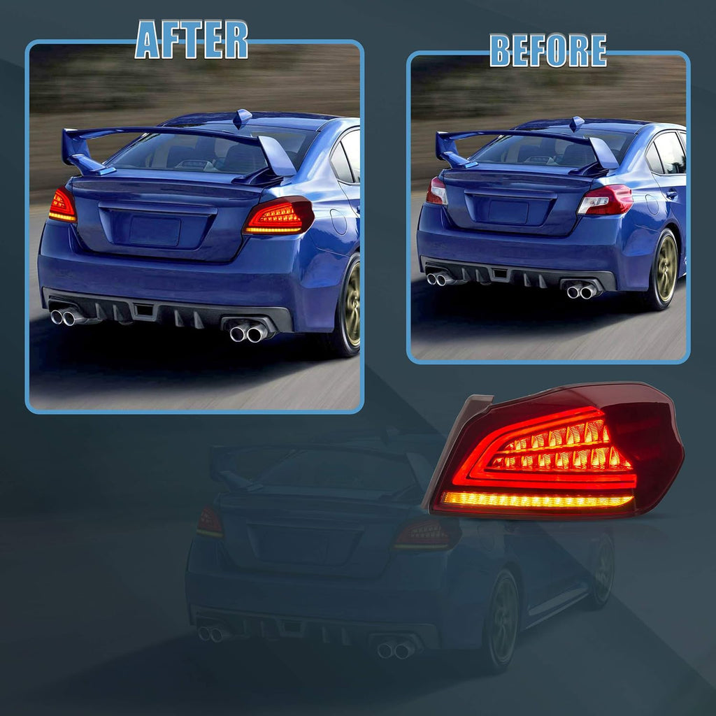 VLAND Headlights and Taillights Fit for 2015-2021 SUBARU WRX/STI 1st Gen, Clear/Red