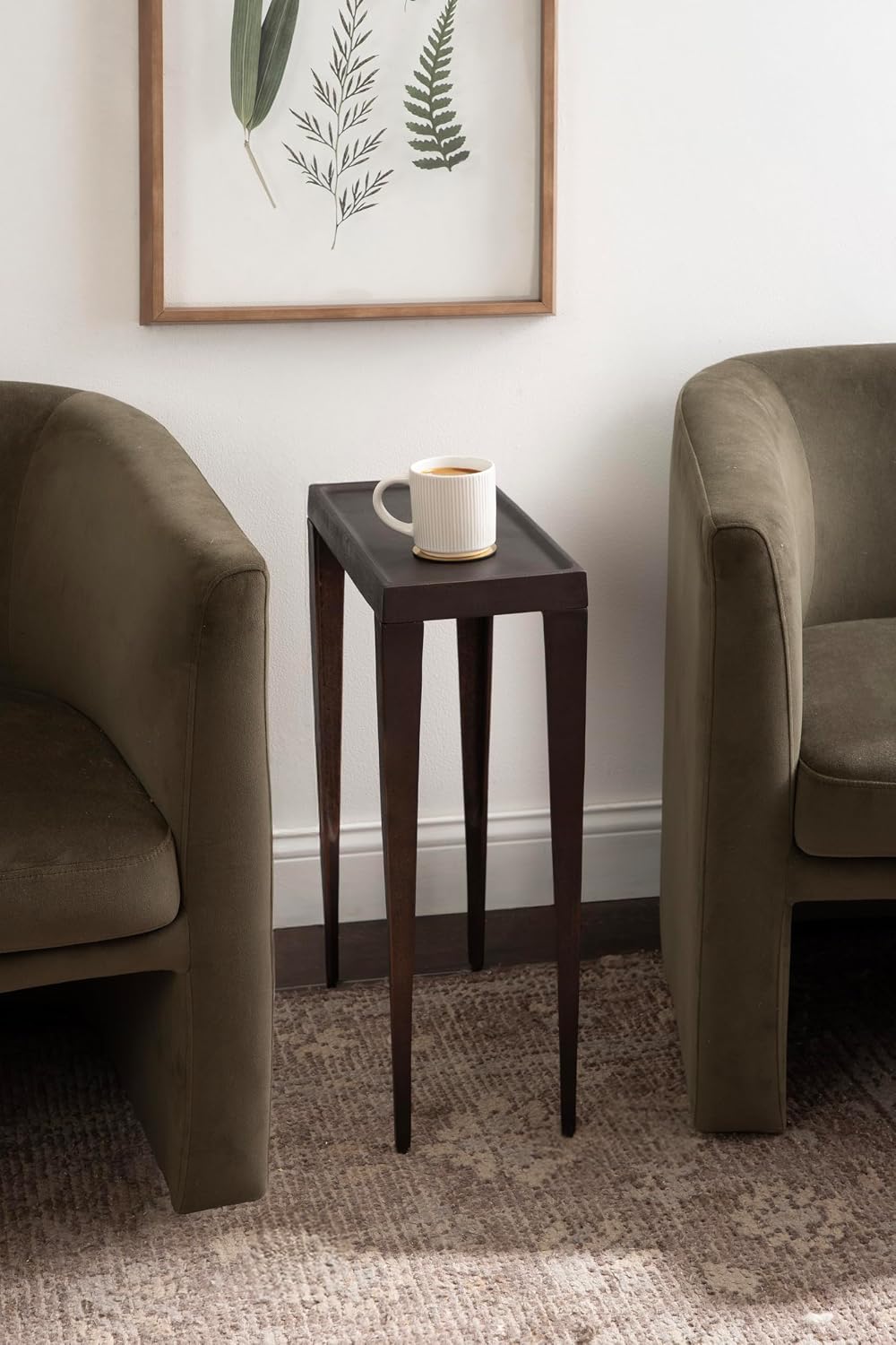 Kate and Laurel Rava Modern Cast Aluminum Metal Narrow Side Table, 16 x 8 x 25, Bronze, Slim Bedroom Nightstand for Use as Bedside Table or Skinny Living Room End Table