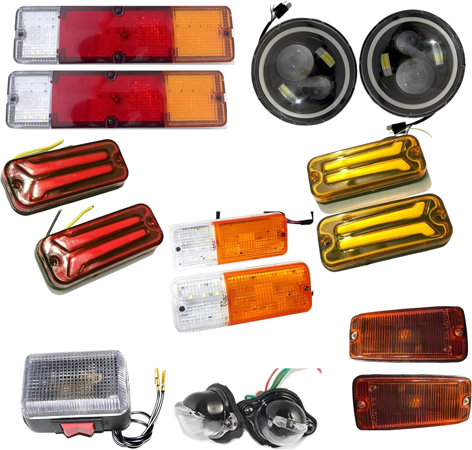 Complete LED Light Set for Suzuki Samurai Sierra Gypsy SJ410 SJ413 – Includes LED Headlights, Taillights, Roof Light,Turn Signal Indicators