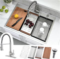 33x19 Drop In Kitchen Sink with Faucet Combo - 33 Inch Single Bowl Kitchen Sink Workstation, 10 Inch Deep Stainless Steel Topmount Sinks with Accessories
