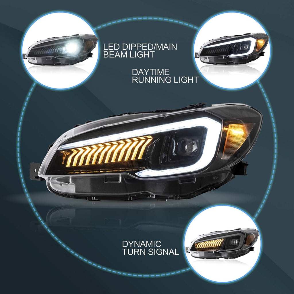 VLAND Headlights and Taillights Fit for 2015-2021 SUBARU WRX/STI 1st Gen, Amber/Clear