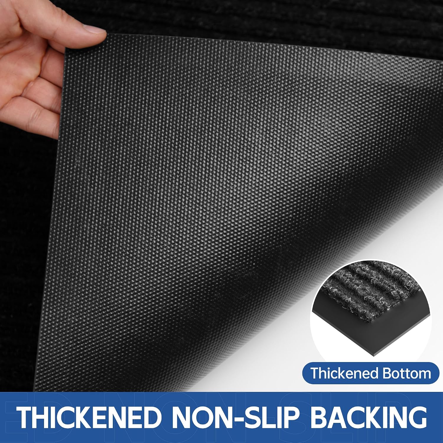 Front Door Mat, 10' x 3' Heavy Duty Indoor Outdoor Door Mat Entrance, Commercial Welcome Mats, Stain and Fade Resistant, Durable Rubber Backing, Low Profile Entry Mat for Patio, Black Stripe