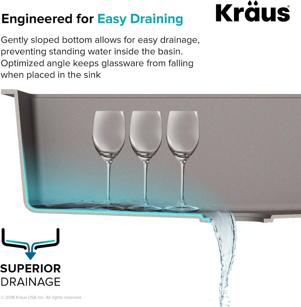 KRAUS Quarza 33-inch Drop-In/Undermount 60/40 Double Bowl Granite Kitchen Sink in White, KGD-442WHITE