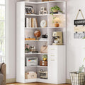 IRONCK Corner Bookshelf, 76' Tall Corner Bookshelves, 6 Tiers L-Shaped Bookcase with 10 Open Shelves and 2 Storage Drawers for Living Room or Home Office