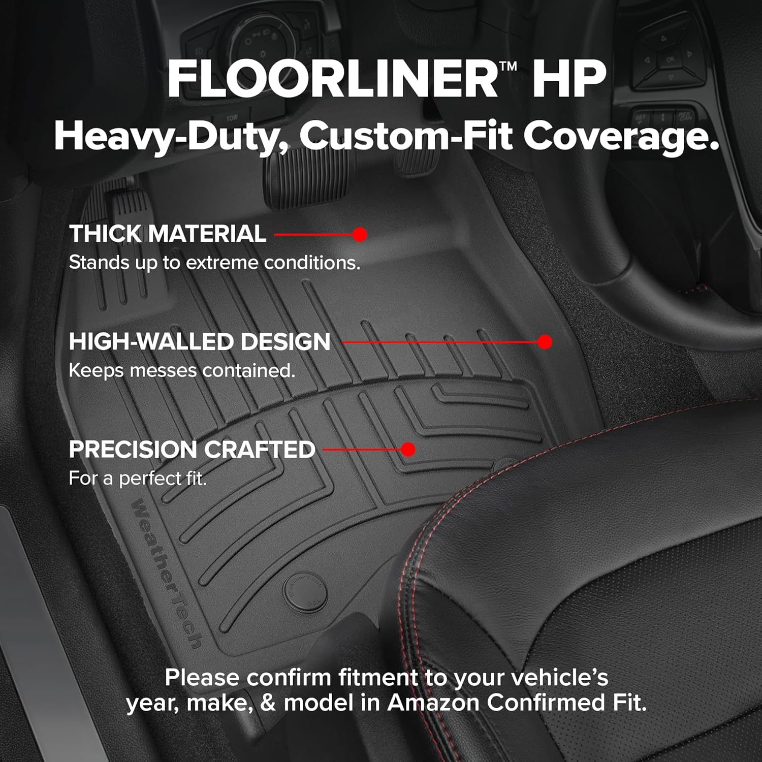 WeatherTech FloorLiner HP Custom Fit Floor Mats for VW Atlas Full Set (4415501-441084-2-5IM), Black