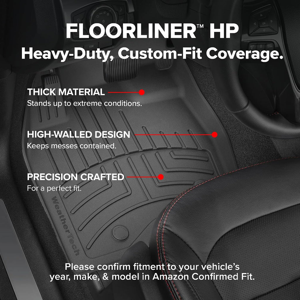 WeatherTech FloorLiner HP Custom Fit Floor Mats for Ford Super Duty - 1st Row (4410121IM), Black