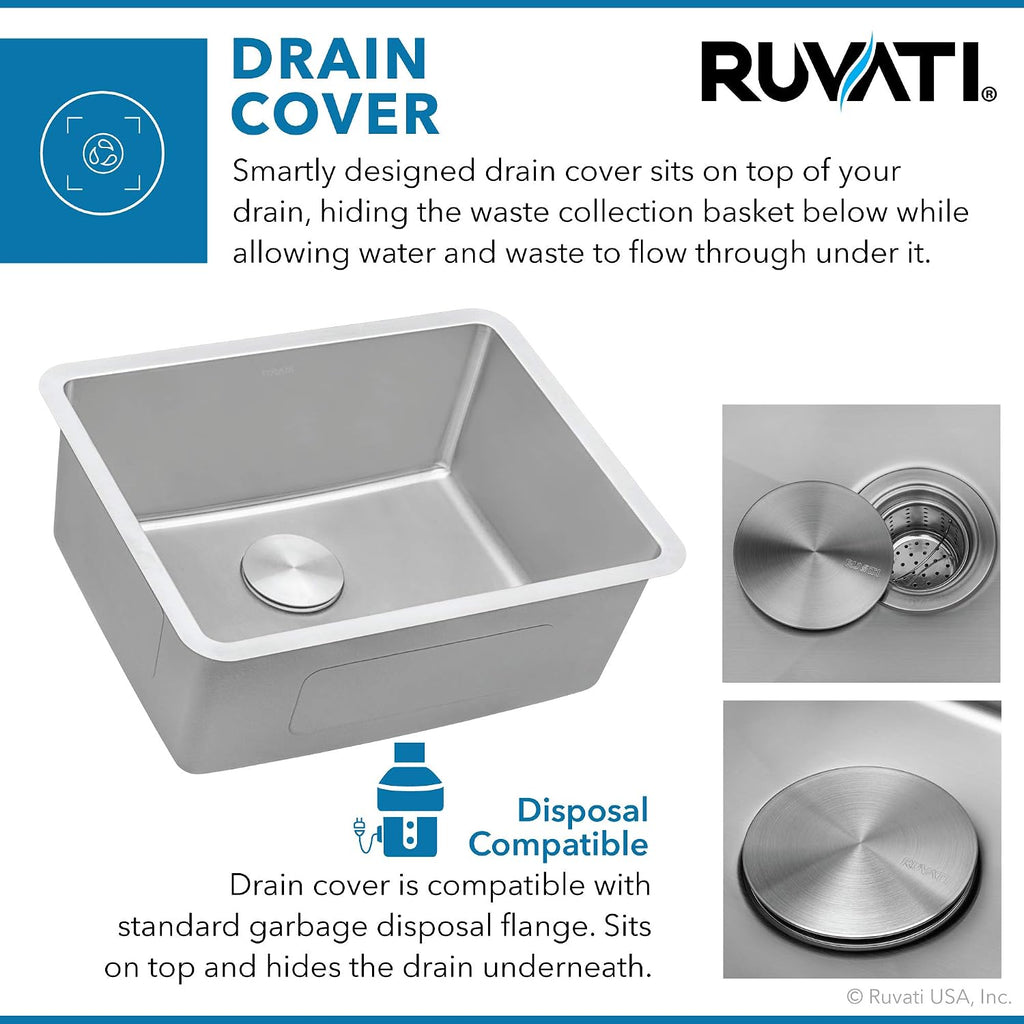 Ruvati 18-inch Undermount Bar Prep Kitchen Sink - 16 Gauge Stainless Steel Kitchen Sinks Single Bowl with Brushed Finish hides scratches, Easy-to-Clean Undermount Sink - RVM5916