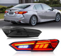 TDK GROUP Taillights Assembly Compatible with 8th Gen TOYOTA Camry 2018-2022, Smoked Lens Toyota Camry LE SE TRD XSE XLE Rear Lamps with Animation DRL Sequential Indicator, White Lamp Panel