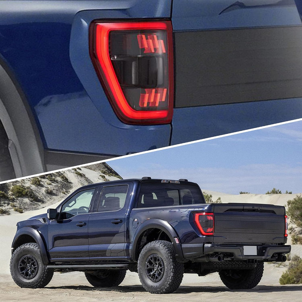 VLAND Led Tail Lights Compatible with 14th Gen Ford F150 2021-2023, Rear Lights w/Dynamic Animation Indicator, Fit Models w/BLIS(Re-Use OE Module) Red Lens