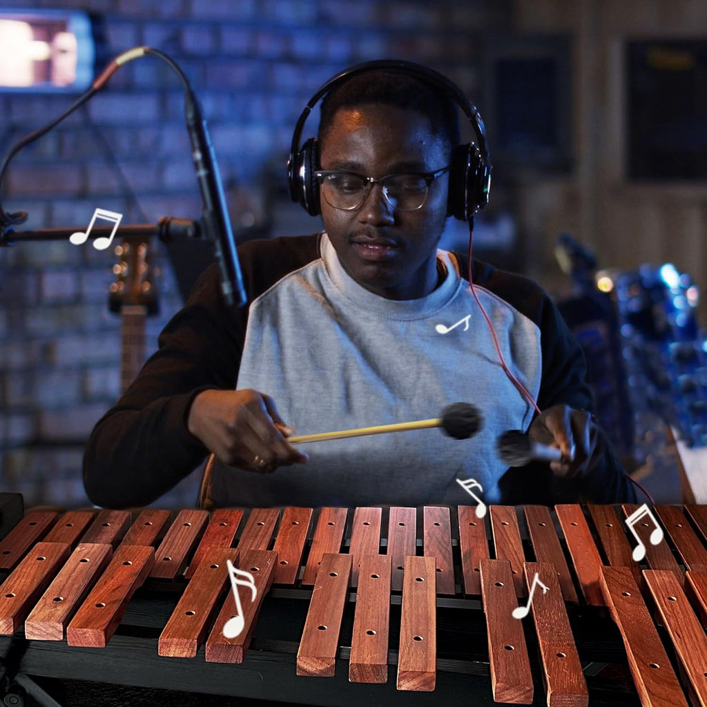37 Note Xylophone Professional Wooden Glockenspiel Xylophone With Height Adjustable Stand,2 pairs Mallets and Carry Bag