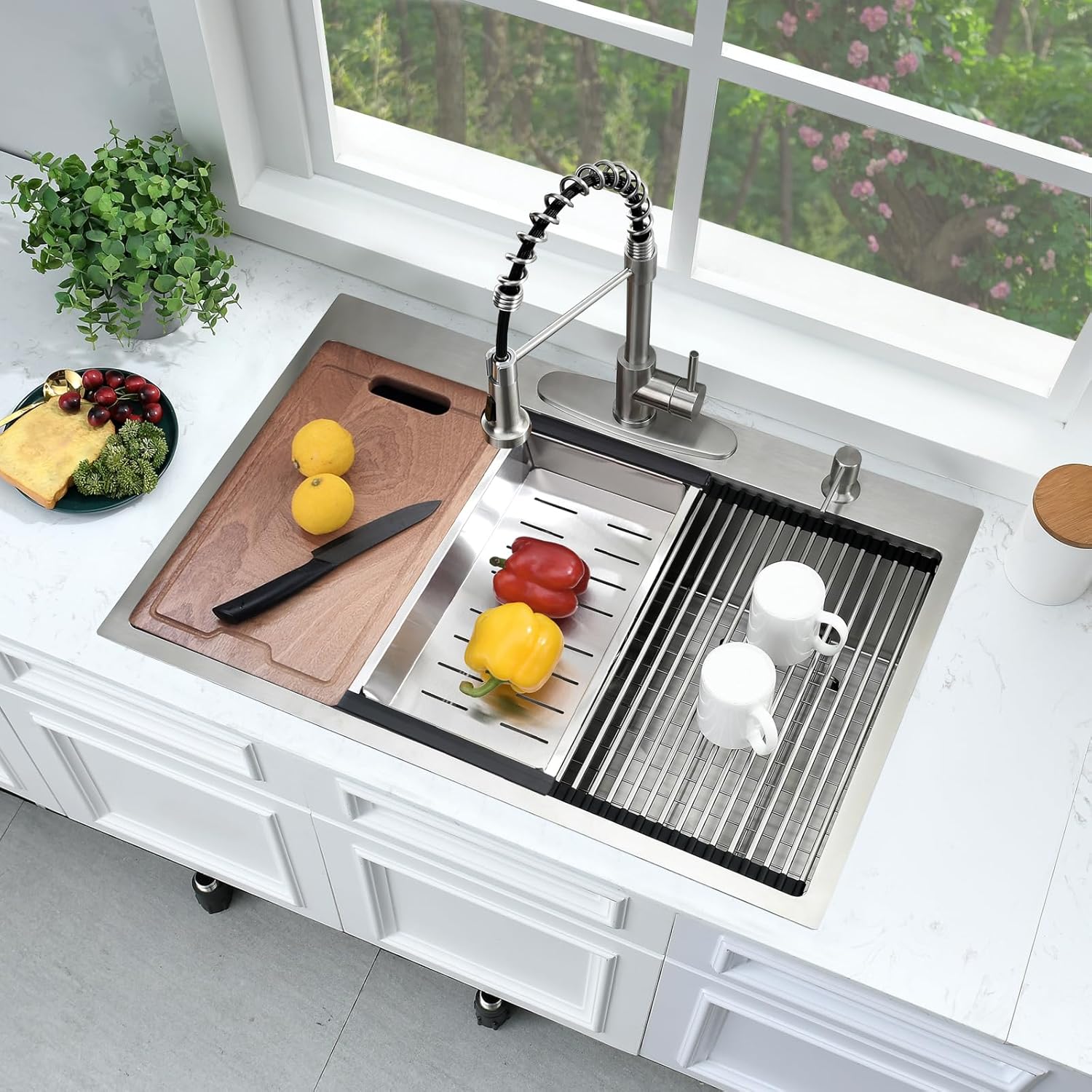33x22 Drop In Kitchen Sink Workstation-Bokaiya 33 Inch Stainless Steel Drop In Sink Topmount 16 Gauge 10 Inch Deep Above Counter Single Bowl Kitchen Sink with Cutting Board