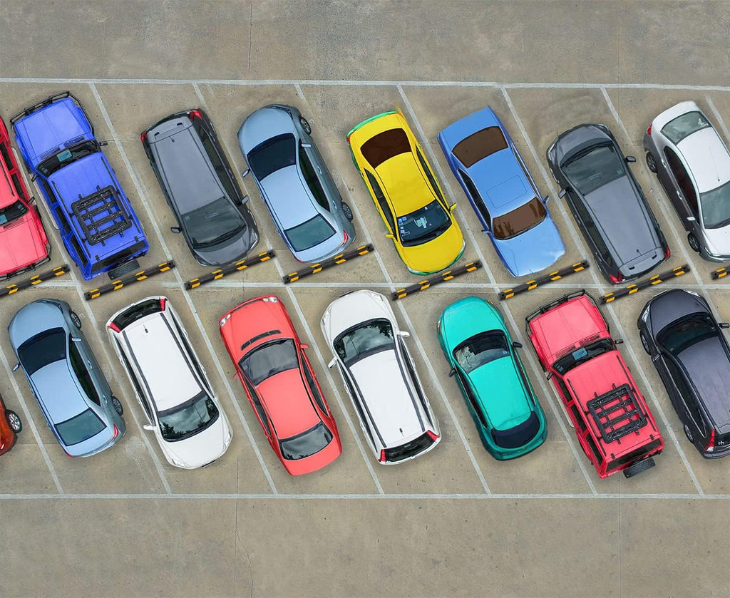 ZONETECH Parking Stopper for Garage Heavy Duty Rubber Parking Curb Stops 72' Garage Parking Stops 12-Pack Premium Quality Garage Wheel Stop Professional Grade w/Yellow Reflective Tape Bolts Included