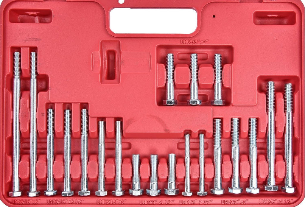 JEGS Universal Harmonic Damper Balancer Puller/Installer Tool Set | Includes 30 Bolts, 9 Adapters, 11 Washers, 1 Five Inch Puller Screw With Body, And 1 Puller Flange