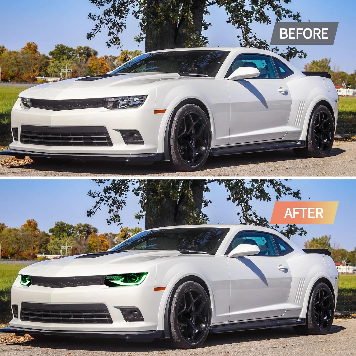 VLAND Headlights compatible with Chevrolet Chevy Camaro 5th Gen LS LT SS ZL1 Z/28 2014-2015, Headlamp Assembly with Turn Signal, 1 Pair not include bulbs