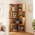 4-Tiers Corner Bookshelf with Storage, Modern Geometric Bookcase, L-Shaped Book case estantes,Wooden Storage Shelves,for Home Office, Living Room, Bedroom (4-Tier)