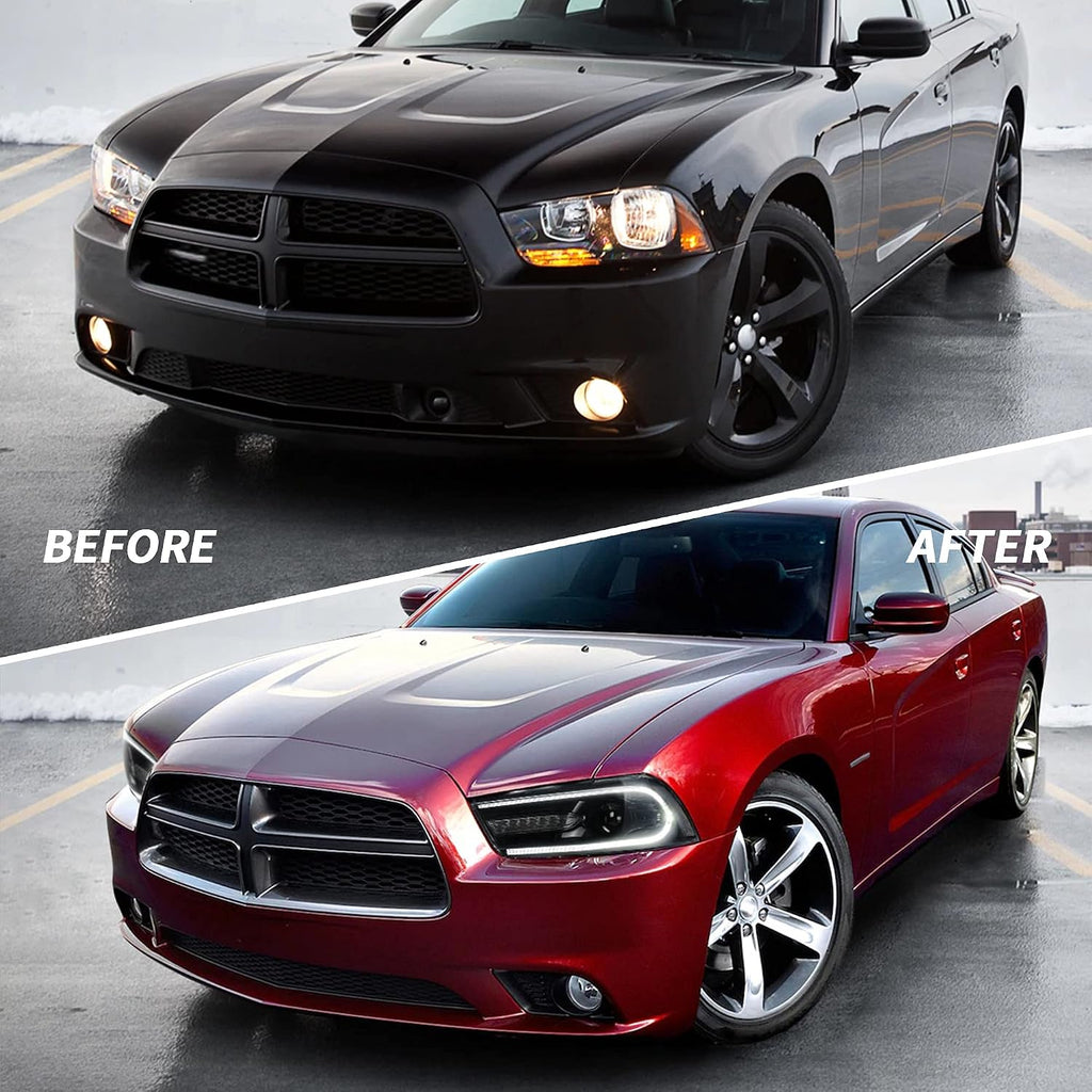 VLAND LED Headlights + D2H Xenon Bulbs Compatible with Dodge Charger 2011-2014 (Not Fit 2012 Charger SE) w/Sequential Passenger+ Driver Sides+Bulbs Kit