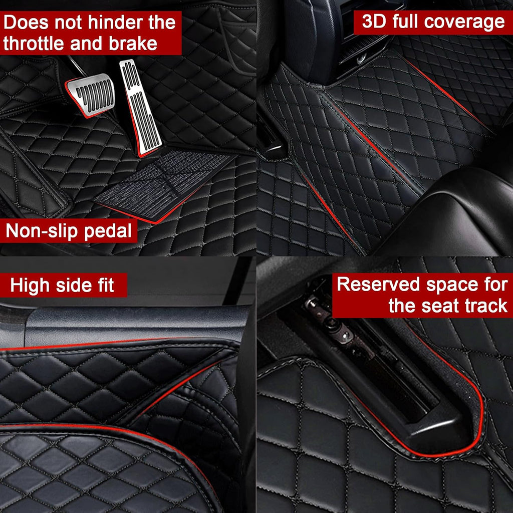 Custom Fit Leather Car Floor Mats for Hyundai Elantra 2021-2025,Waterproof Anti-Slip Vehicle Floor Liners, Durable Easy Clean Interior Protection Mats(Full Set/Beige)