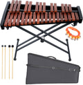 32 Note Xylophone Professional Wooden Glockenspiel Xylophone with Adjustable Stand - Premium Musical Instrument Includes 4 Mallets, Hand Bell & Bag