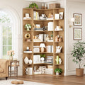 FOTOSOK 72' Tall Corner Bookshelf, 6-Tier Bookshelf and Bookcase with Open Storage, Tall Bookcases Wooden Storage Shelves for Home Office, Thickened Boards for Better Load Bearing, Natural