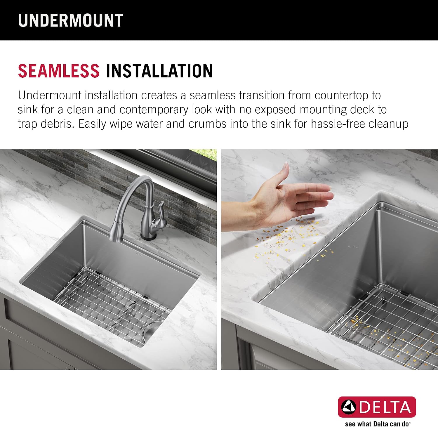 DELTA FAUCET Lorelai 23-inch Workstation Kitchen Sink Undermount 16 Gauge Stainless Steel Single Bowl with WorkFlow Ledge and Kit of 5 Accessories, 95B9132-23S-SS
