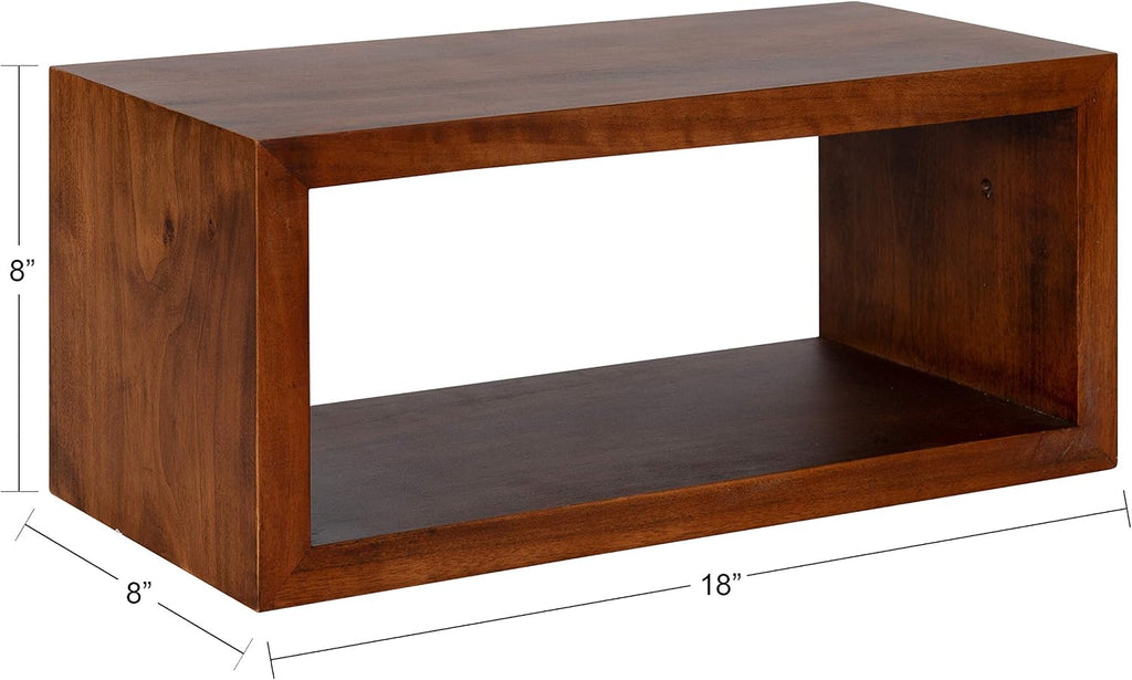 Kate and Laurel Holt Modern Floating Wall Shelf, 18 x 8, Walnut Brown, Chic Rectangular Floating Wood Shelf for Wall