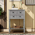Knocbel Slim Antique Entry Console Table with Drawers & Bottom Open Shelf, Solid Wood Sofa Couch Table for Entryway Hallway Living Room (Gray Wash)